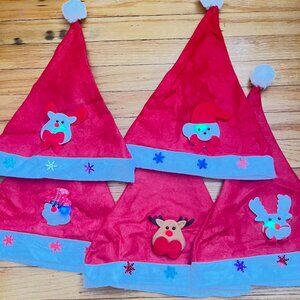 5-pack Santa Hat with LED Lights, Unisex Santa Hat for Party